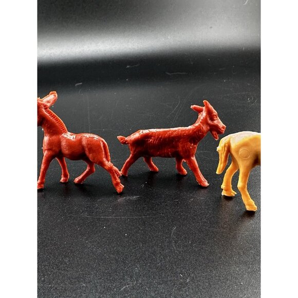 Molded Plastic 1950s Farm Animals Donkey Horse Goat Vtg Tim Mee Marx Auburn ? - Picture 6 of 10